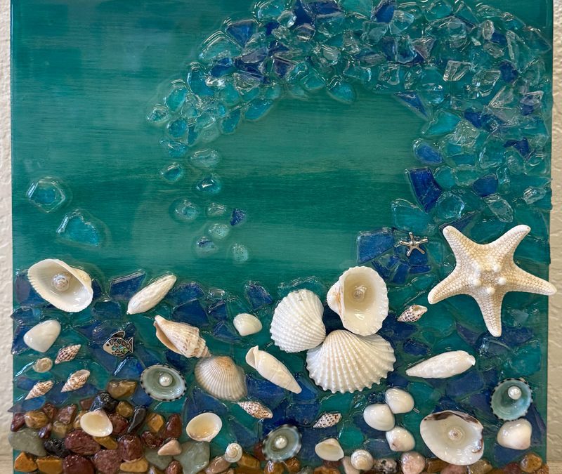 Create this glass and seashell artwork at Seaside Expressions, Punta Gorda FL