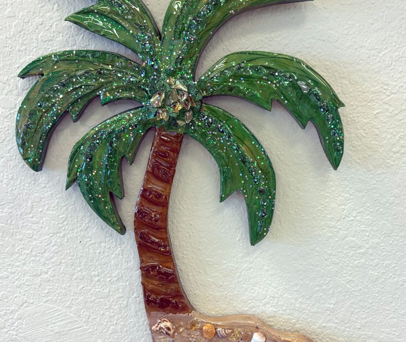 Mixed media palm tree art class at seaside expressions in punta gorda fl