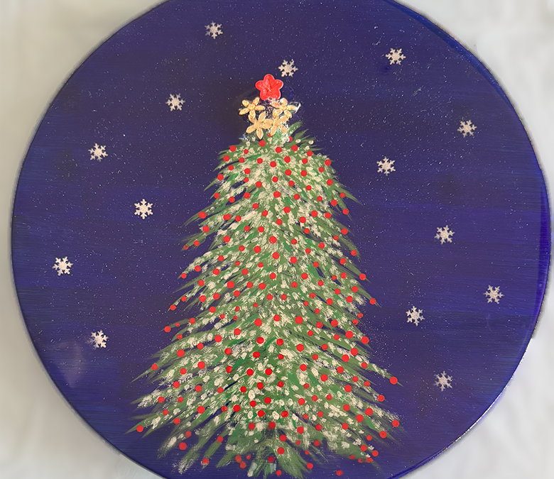 Lazy Suzan Christmas Tree art class at seaside expresions art studio, punta gorda fl